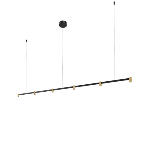 Wever & Ducré+TRACE CHANDELIER 2.0 LED 16W 1160lm 3000K CRI>90 30°, hämardatav phase-cut, rippvalgusti, matt must/šampanja